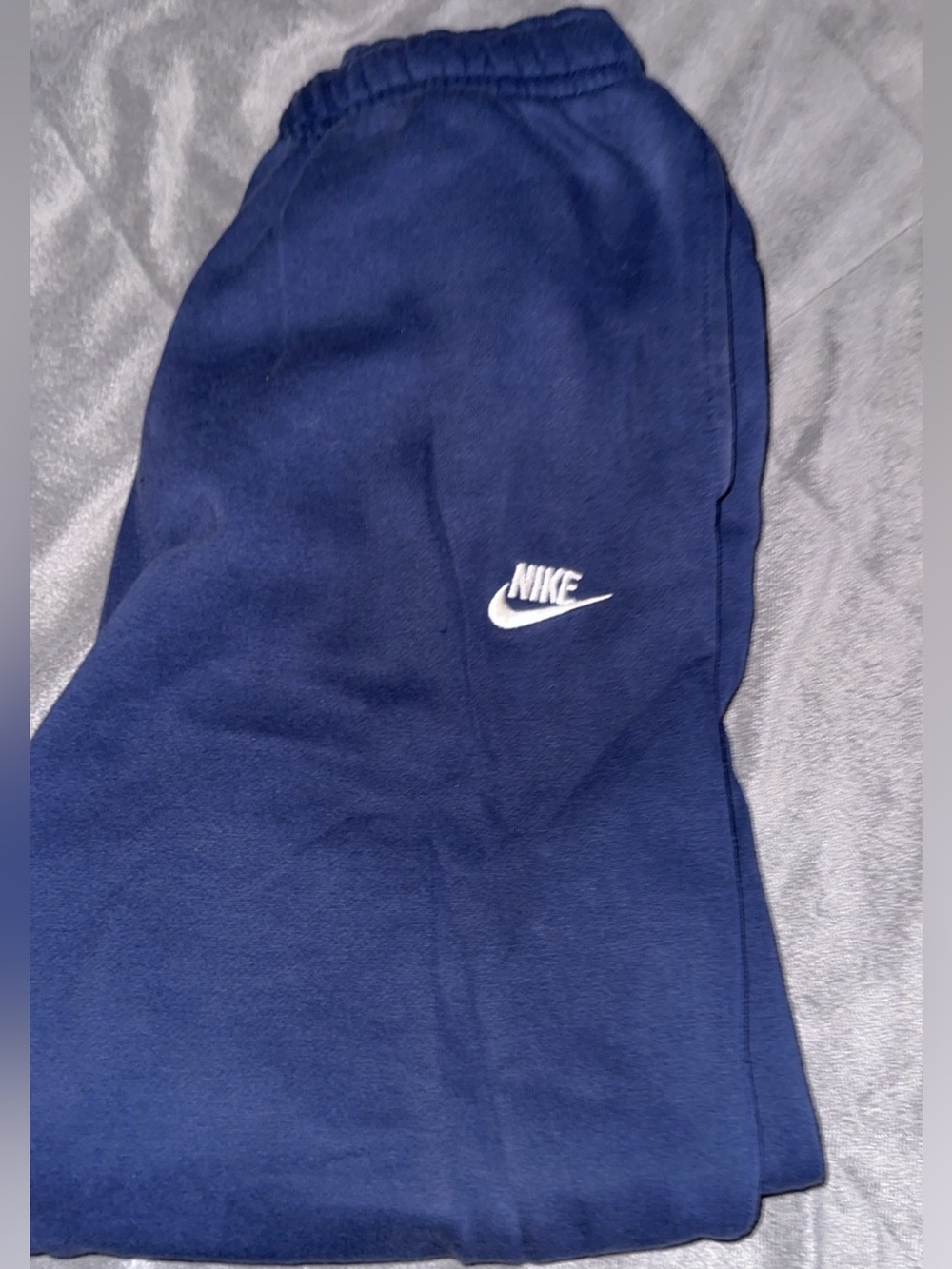Nike Dark Navy Blue Jogger Sweatpants with White Swoosh Medium